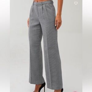 Favorite Daughter Houndstooth Wide Leg Trousers High Rise 33” Inseam Size 6